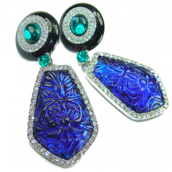 Giovanna - Authentic 51.9 carat Topaz .925 Sterling Silver handcrafted Statement earrings - photo 3