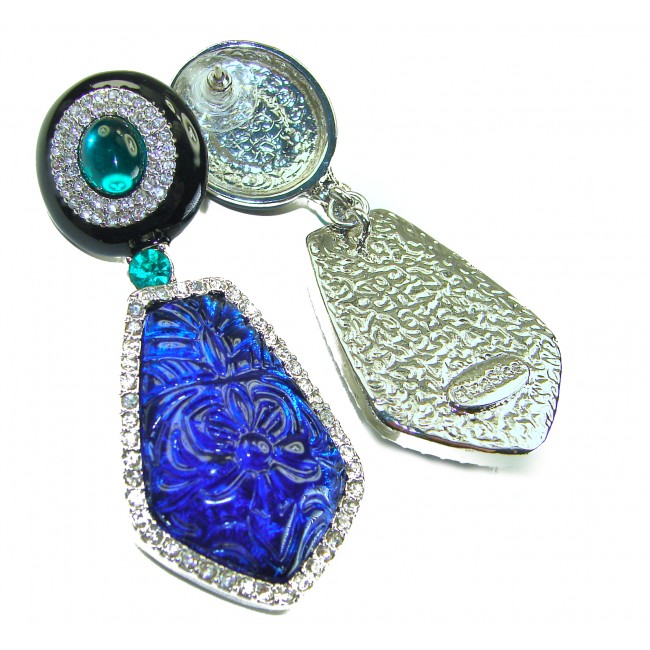 Giovanna - Authentic 51.9 carat Topaz .925 Sterling Silver handcrafted Statement earrings - photo 1