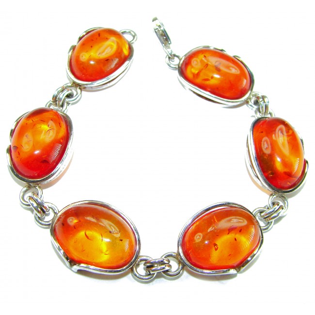 Excellent quality Baltic Amber .925 Sterling Silver entirely handcrafted Bracelet - photo 3