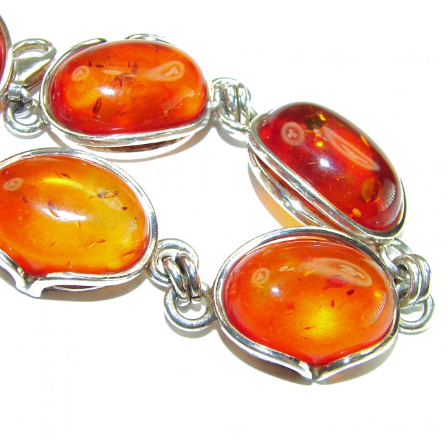 Excellent quality Baltic Amber .925 Sterling Silver entirely handcrafted Bracelet - photo 1