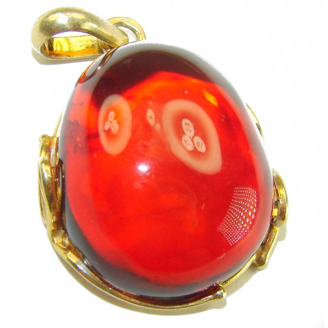 Prehistoric Authentic Baltic Amber .925 Sterling Silver dippedin 14K Gold beautifully handcrafted Pendant