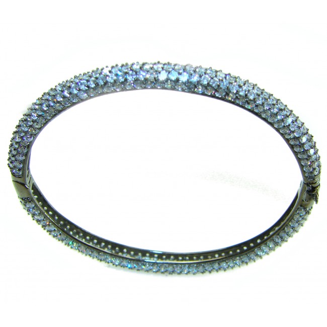 Precious Genuine Pave 22.5 carat White Topaz black rhodium over .925 Sterling Silver handcrafted Bracelet - photo 3