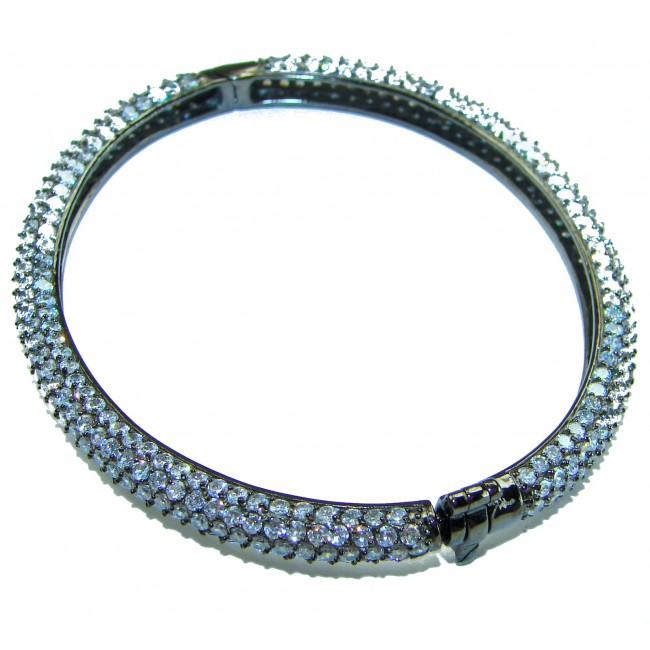 Precious Genuine Pave 22.5 carat White Topaz black rhodium over .925 Sterling Silver handcrafted Bracelet - photo 2
