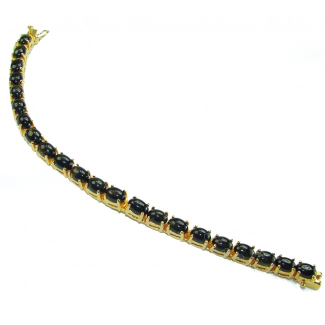Spectacular 28.5 carat authentic Black Opal 18K Gold over .925 Sterling Silver handmade Bracelet