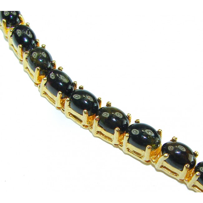Spectacular 28.5 carat authentic Black Opal 18K Gold over .925 Sterling Silver handmade Bracelet