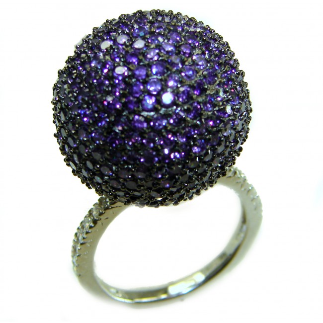 Tiffany Pave 27.5 carat authentic Amethyst .925 Sterling Silver Eternity Ring size 8