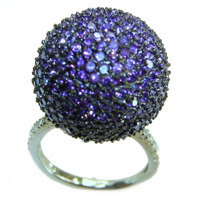 Tiffany Pave 27.5 carat authentic Amethyst .925 Sterling Silver Eternity Ring size 8