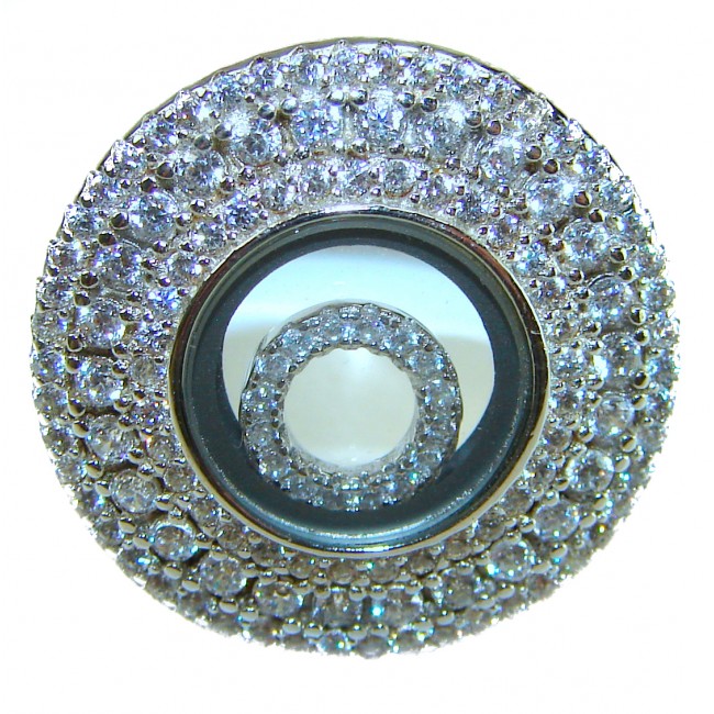 Floating Memories 12.5 carat White Topaz .925 Sterling Silver Handcrafted Ring size 8 - photo 2