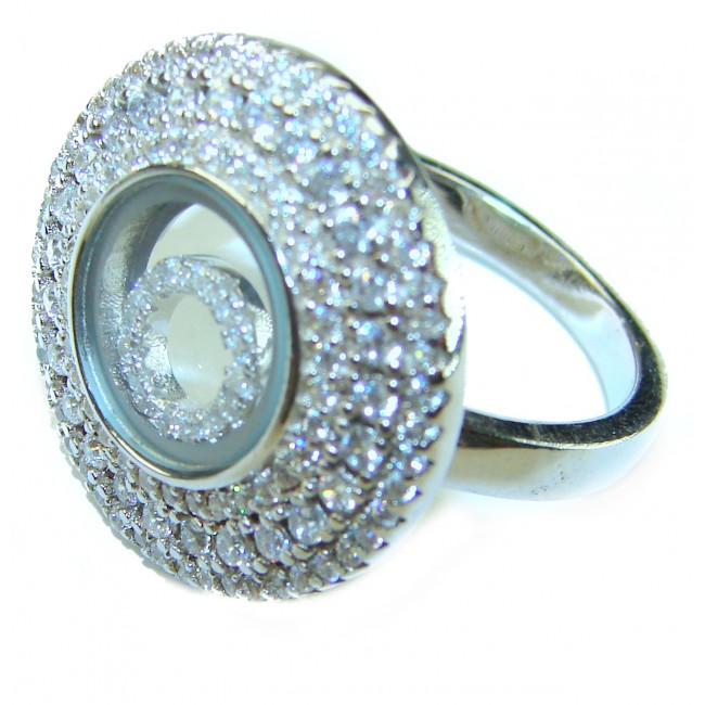 Floating Memories 12.5 carat White Topaz .925 Sterling Silver Handcrafted Ring size 8 - photo 1