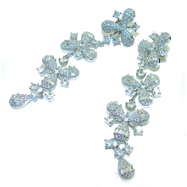 Allure Natural 28.2 carat White Topaz .925 Sterling Silver handcrafted earrings - photo 3