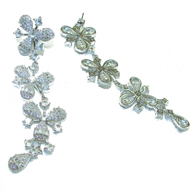 Allure Natural 28.2 carat White Topaz .925 Sterling Silver handcrafted earrings - photo 2