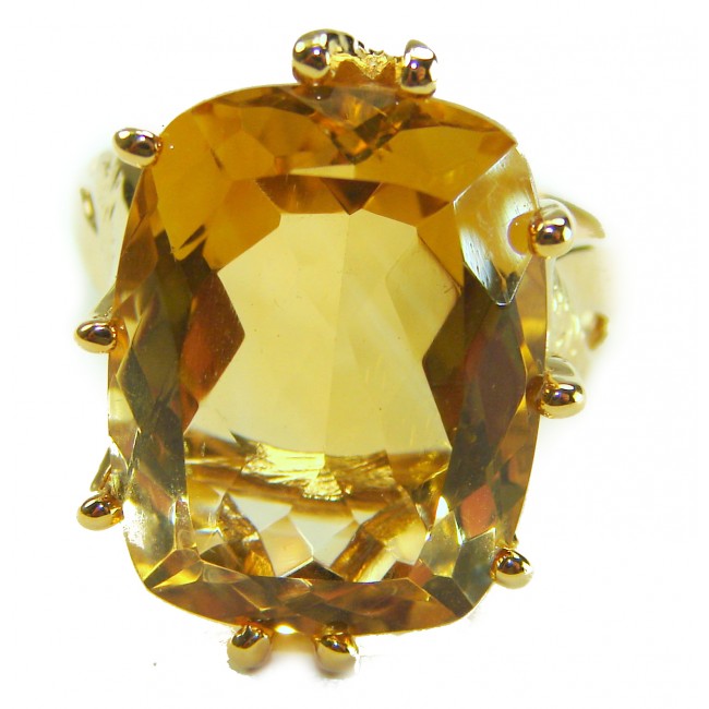 18.8 carat Genuine Heliodor 14K Gold over .925 Sterling Silver handcrafted ring size 10