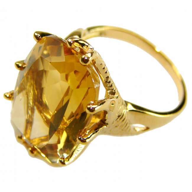 18.8 carat Genuine Heliodor 14K Gold over .925 Sterling Silver handcrafted ring size 10