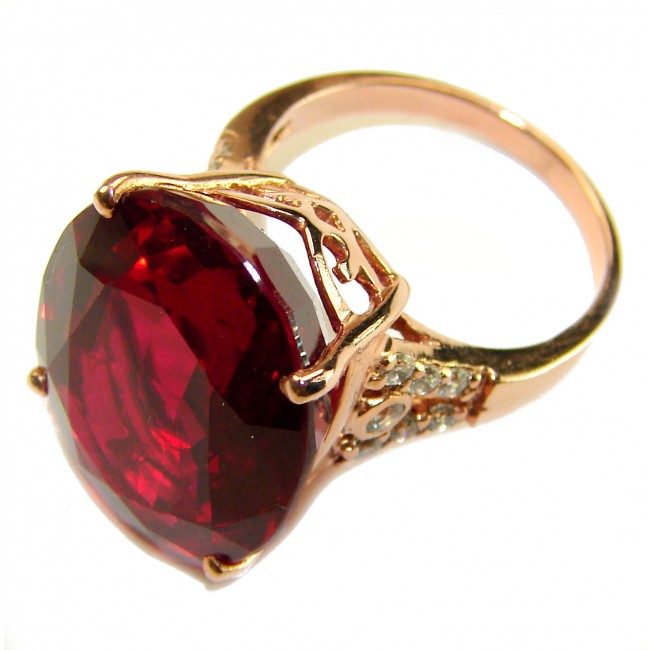 Carmen Natural 35.4 carat Ruby Marcasite .925 Sterling Silver Dipped in 18K Gold handmade Large Statement Ring size 8