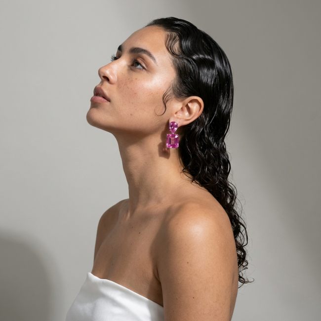 Tiffany - Magnificent 30.5 carat Pink Sapphire .925 Sterling Silver handcrafted LARGE Earrings