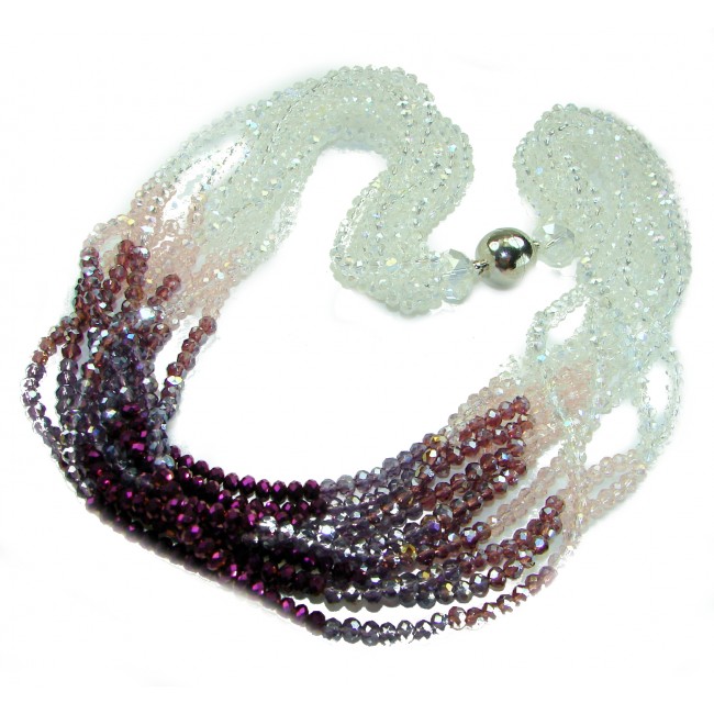 PiNK CASCADE Authentic Mountain Crystal .925 Sterling Silver handmade Necklace