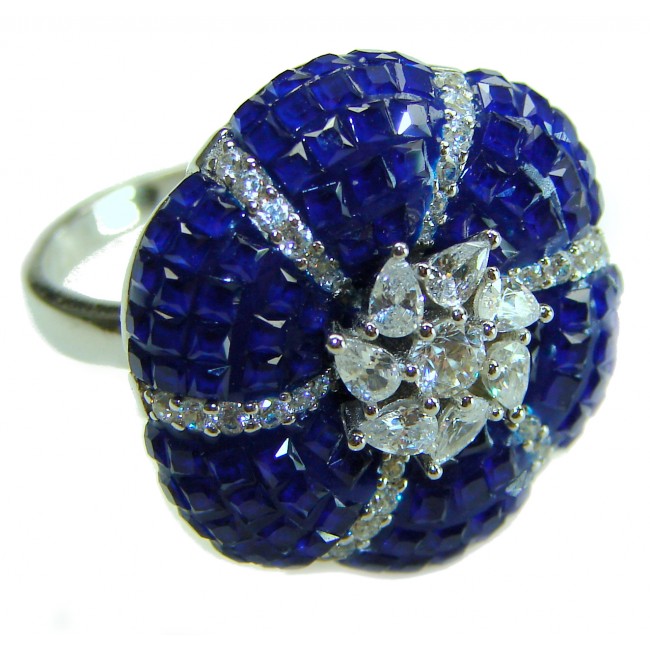 Born to Glam 22.2 carat natural Sapphire .925 Sterling Silver Perfectly handcrafted Ring s. 6 1/4 - photo 3