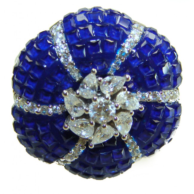 Born to Glam 22.2 carat natural Sapphire .925 Sterling Silver Perfectly handcrafted Ring s. 6 1/4 - photo 2