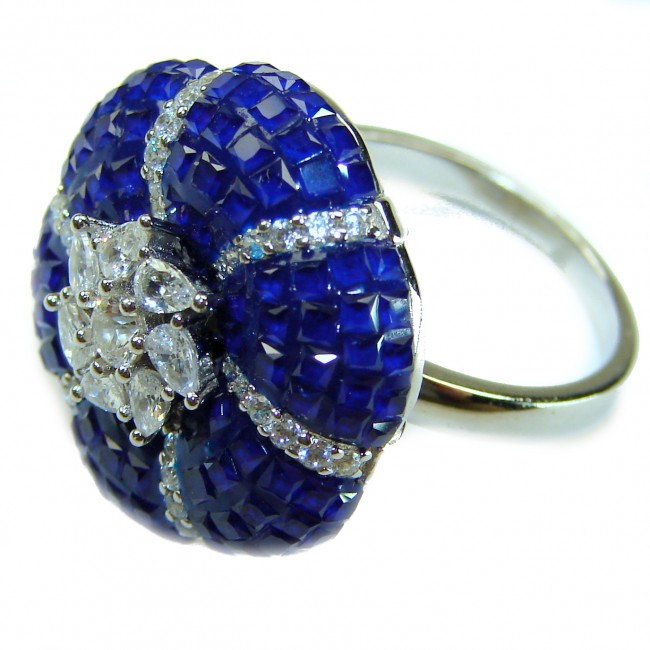 Born to Glam 22.2 carat natural Sapphire .925 Sterling Silver Perfectly handcrafted Ring s. 6 1/4 - photo 1