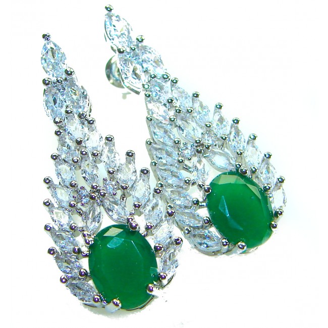 Sofia - Authentic 7.9 carat Emerlad .925 Sterling Silver handcrafted earrings - photo 3