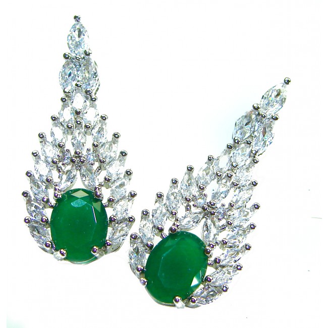 Sofia - Authentic 7.9 carat Emerlad .925 Sterling Silver handcrafted earrings - photo 2