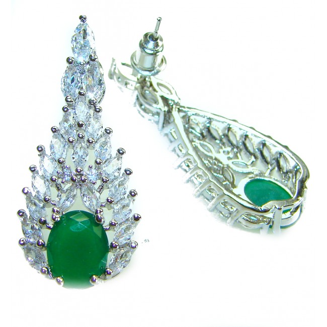 Sofia - Authentic 7.9 carat Emerlad .925 Sterling Silver handcrafted earrings - photo 1