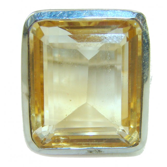 28.8 carat Genuine Heliodor .925 Sterling Silver handcrafted ring size 6