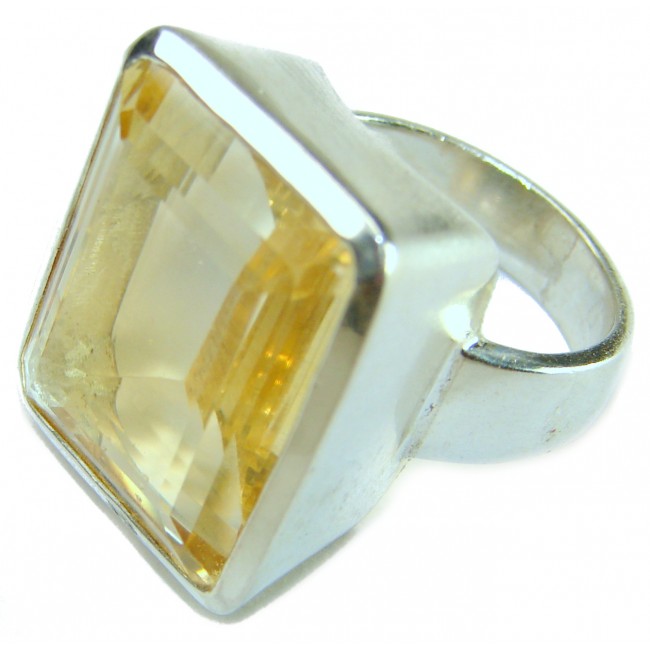 28.8 carat Genuine Heliodor .925 Sterling Silver handcrafted ring size 6