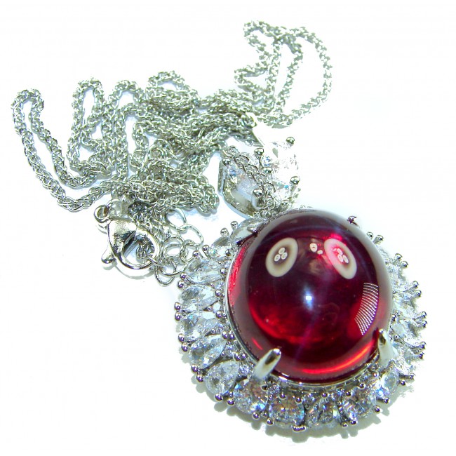 Magic Star 22.2 carat Star Ruby .925 Sterling Silver .925 Sterling Silver Statement Necklace - Close-up of Magic Star Ruby pendant in sterling silver with chain.