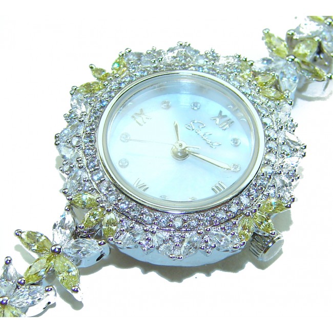 Precious 108.8 carat natural Peridot White Topaz .925 Sterling Silver handmade Bracelet - Watch