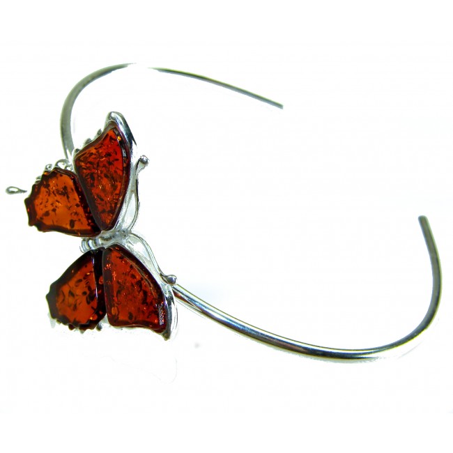 Golden Butterfly Genuine carved Baltic Amber .925 Sterling Silver dipped in 18K Gold handamde Bracelet - photo 1