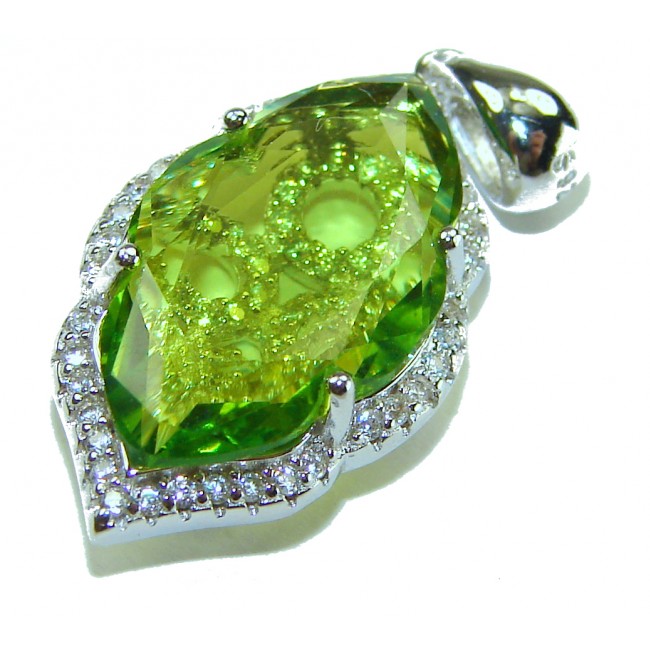 Royalty 9.9 carat authentic Himalayan Peridot .925 Sterling Silver Handcrafted Statement pendant