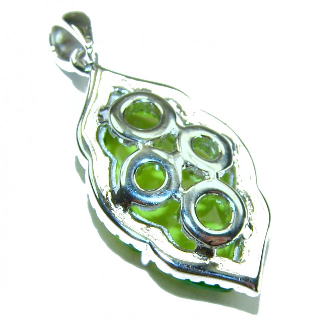 Royalty 9.9 carat authentic Himalayan Peridot .925 Sterling Silver Handcrafted Statement pendant
