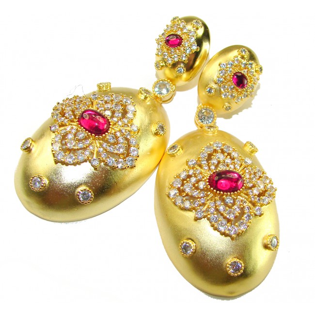 Byzantine design Authentic 8.2 carat 18K Gold over .925 Sterling Silver handcrafted earrings