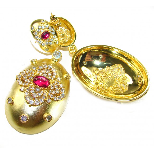 Byzantine design Authentic 8.2 carat 18K Gold over .925 Sterling Silver handcrafted earrings