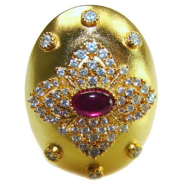 Byzantine design Authentic 2.2 carat 18K Gold over .925 Sterling Silver handcrafted Large Ring s. 8