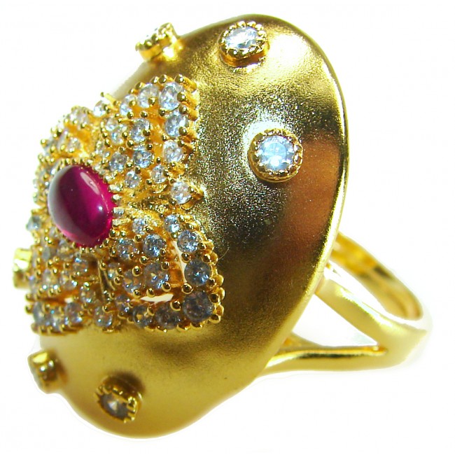 Byzantine design Authentic 2.2 carat 18K Gold over .925 Sterling Silver handcrafted Large Ring s. 8