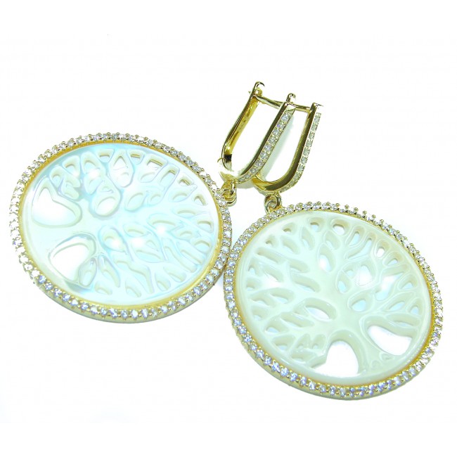 Large - Sublime Blister Pearl 18K Gold over .925 Sterling Silver handcrafted Earrings - photo 3