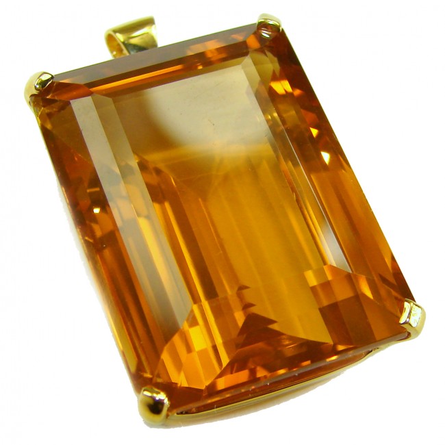 Luxury genuine 52.5 CARAT baquette cut Champagne Topaz .925 Sterling Silver dipped in 18K Gold handmade Pendant - photo 3