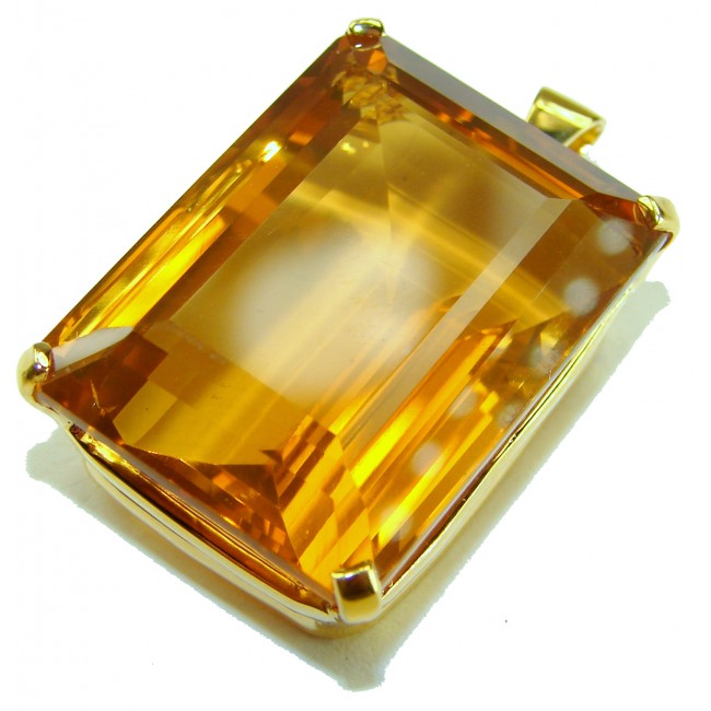 Luxury genuine 52.5 CARAT baquette cut Champagne Topaz .925 Sterling Silver dipped in 18K Gold handmade Pendant - photo 2