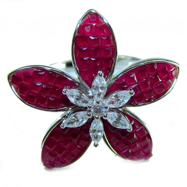 Real Beauty Natural mystery settinng 10.1 carat Ruby .925 Sterling Silver handmade Statement Ring size 7 - photo 2