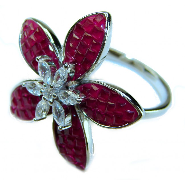 Real Beauty Natural mystery settinng 10.1 carat Ruby .925 Sterling Silver handmade Statement Ring size 7 - photo 1