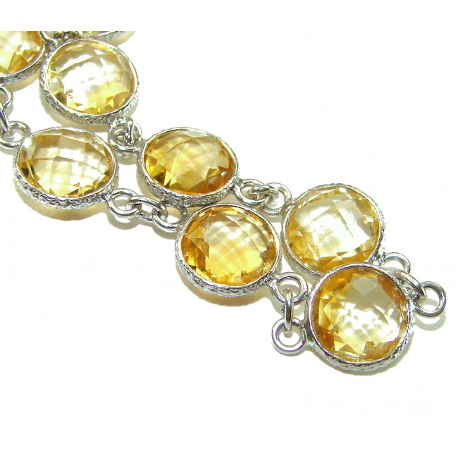 Victoria Authentic 27.2 carat Brazilian Citrine .925 Sterling Silver brilliantly dipped in real rhodium handcrafted Statement Bracelet