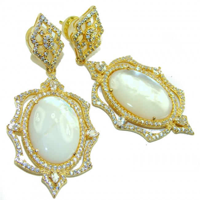 Top quality Sublime Blister Pearl 22K Gold over .925 Sterling Silver handcrafted Earrings - photo 4