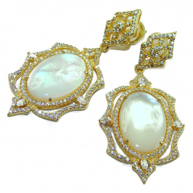 Top quality Sublime Blister Pearl 22K Gold over .925 Sterling Silver handcrafted Earrings - photo 3