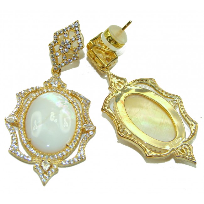 Top quality Sublime Blister Pearl 22K Gold over .925 Sterling Silver handcrafted Earrings - photo 2