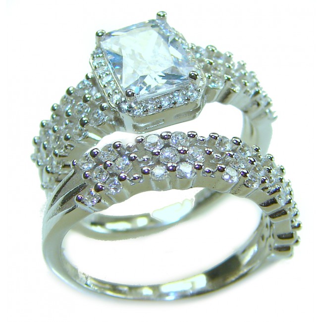 Golden Galaxy Genuine 10.8 carat White Topa .925 Sterling Silver handmade stack up Ring size 6 1/4 - photo 3