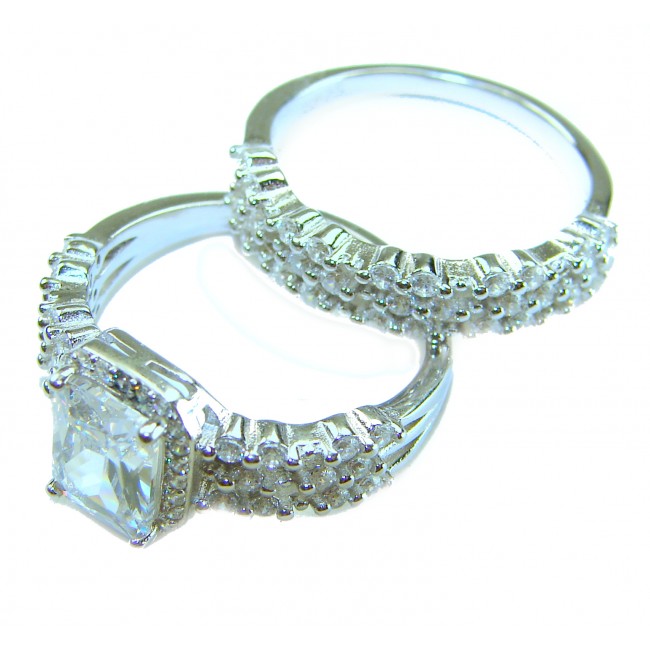 Golden Galaxy Genuine 10.8 carat White Topa .925 Sterling Silver handmade stack up Ring size 6 1/4 - photo 2