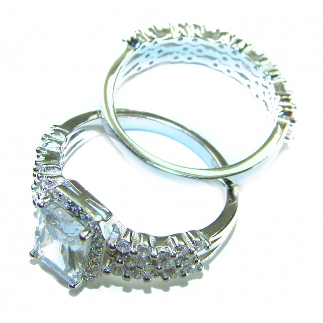 Golden Galaxy Genuine 10.8 carat White Topa .925 Sterling Silver handmade stack up Ring size 6 1/4 - photo 1