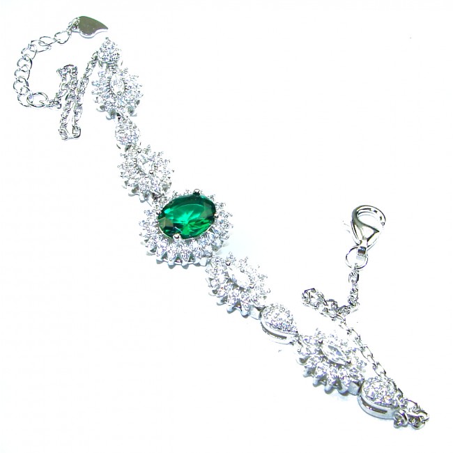 Giovanna - Authentic 6.8 carat Emerlad .925 Sterling Silver handcrafted Statement bracelet